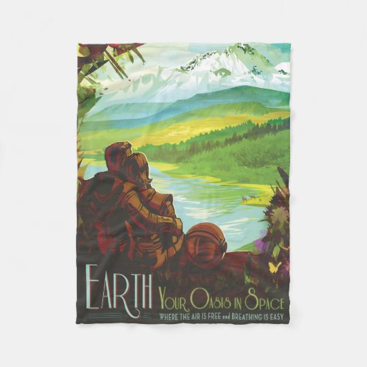 Retro Space Travel Poster-an-Earth Science Mission Fleecedecke (Vorderseite)