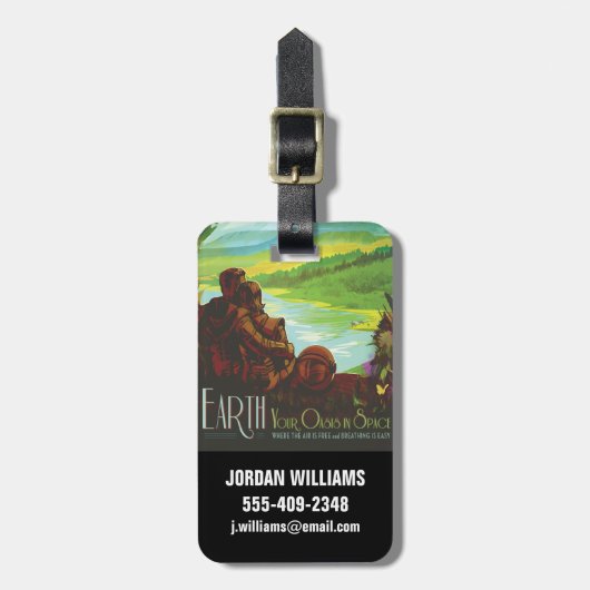 Retro Space Travel Poster-an-Earth Science Mission Gepäckanhänger (Vorderseite vertikal)