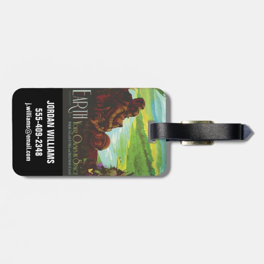 Retro Space Travel Poster-an-Earth Science Mission Gepäckanhänger (Rückseite horizontal)