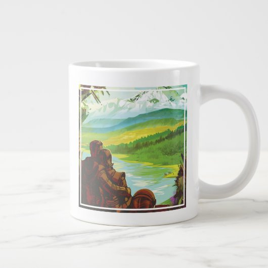 Retro Space Travel Poster-an-Earth Science Mission Jumbo-Tasse (Rechts)