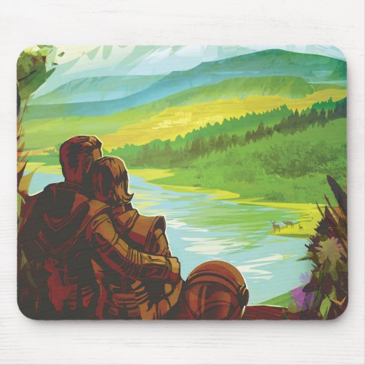 Retro Space Travel Poster-an-Earth Science Mission Mousepad (Vorne)