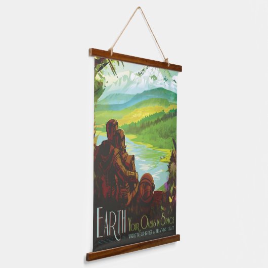 Retro Space Travel Poster-an-Earth Science Mission Wandteppich Mit Holzrahmen (Gewinkelt)