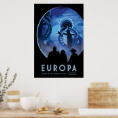 Retro Space Travel Poster - Jupiter's Moon Europa. (Küche)