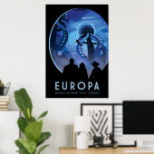 Retro Space Travel Poster - Jupiter's Moon Europa. (Heimbüro)