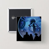 Retro Space Travel Poster - Jupiter's Moon Europa. Button (Vorne & Hinten)