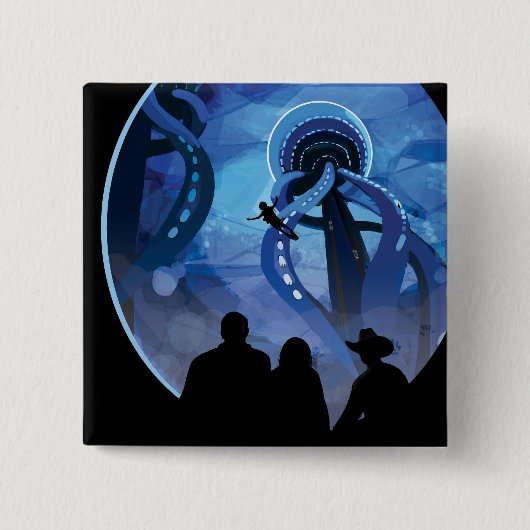 Retro Space Travel Poster - Jupiter's Moon Europa. Button (Vorderseite)