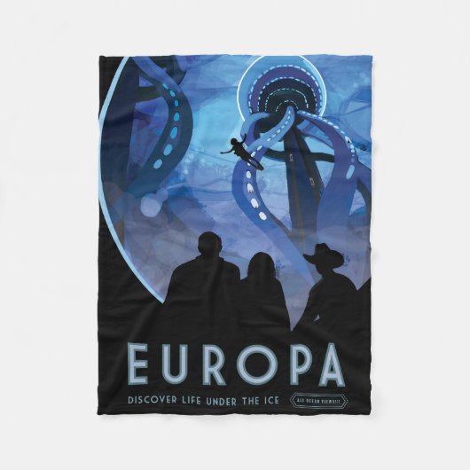 Retro Space Travel Poster - Jupiter's Moon Europa. Fleecedecke (Vorderseite)