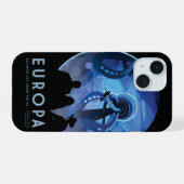 Retro Space Travel Poster - Jupiter's Moon Europa. iPhone 15 Hülle (Rückseite (Horizontal))