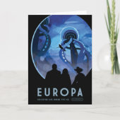 Retro Space Travel Poster - Jupiter's Moon Europa. Karte (Vorderseite)
