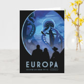 Retro Space Travel Poster - Jupiter's Moon Europa. Karte (Gelbe Blume)