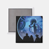 Retro Space Travel Poster - Jupiter's Moon Europa. Magnet (Vorderseite/Rückseite)