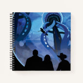 Retro Space Travel Poster - Jupiter's Moon Europa. Notizblock (Vorderseite)