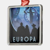Retro Space Travel Poster - Jupiter's Moon Europa. Ornament Aus Metall (Links)