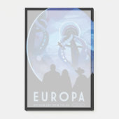 Retro Space Travel Poster - Jupiter's Moon Europa. Post-it Klebezettel (Vorderseite)