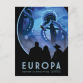 Retro Space Travel Poster - Jupiter's Moon Europa. Postkarte (Vorderseite)