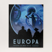 Retro Space Travel Poster - Jupiter's Moon Europa. Puzzle (Vertikal)