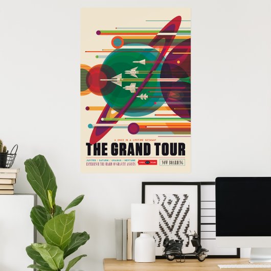 Retro Space Travel Poster - Solar System Grand Tou (Heimbüro)