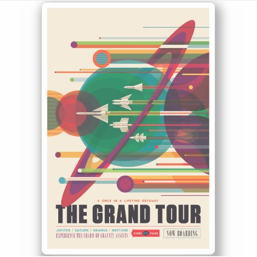 Retro Space Travel Poster - Solar System Grand Tou Aufkleber (Vorderseite)
