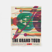 Retro Space Travel Poster - Solar System Grand Tou Fleecedecke (Vorderseite)