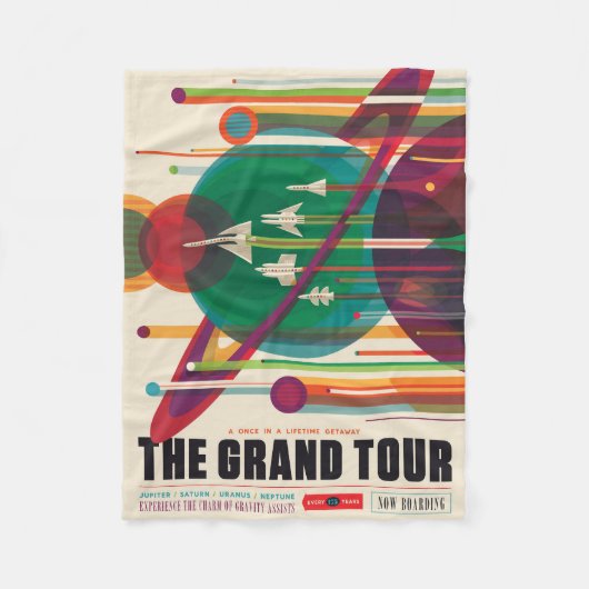 Retro Space Travel Poster - Solar System Grand Tou Fleecedecke (Vorderseite)