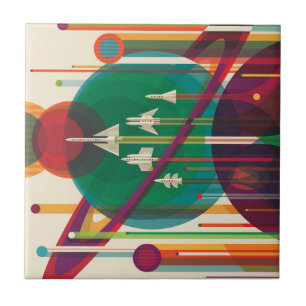 Retro Space Travel Poster - Solar System Grand Tou Fliese