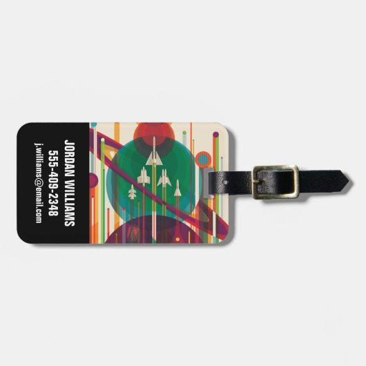 Retro Space Travel Poster - Solar System Grand Tou Gepäckanhänger (Vorderseite horizontal)