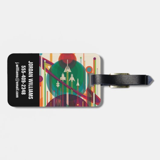 Retro Space Travel Poster - Solar System Grand Tou Gepäckanhänger (Rückseite horizontal)