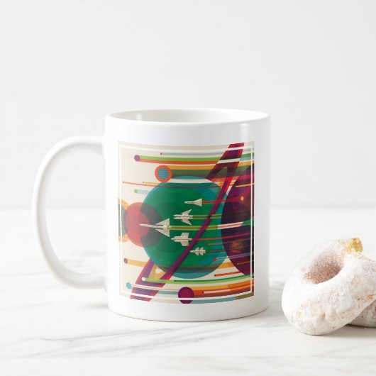 Retro Space Travel Poster - Solar System Grand Tou Kaffeetasse (Mit Donut)