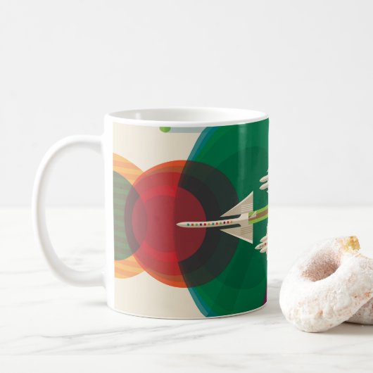 Retro Space Travel Poster - Solar System Grand Tou Kaffeetasse (Mit Donut)