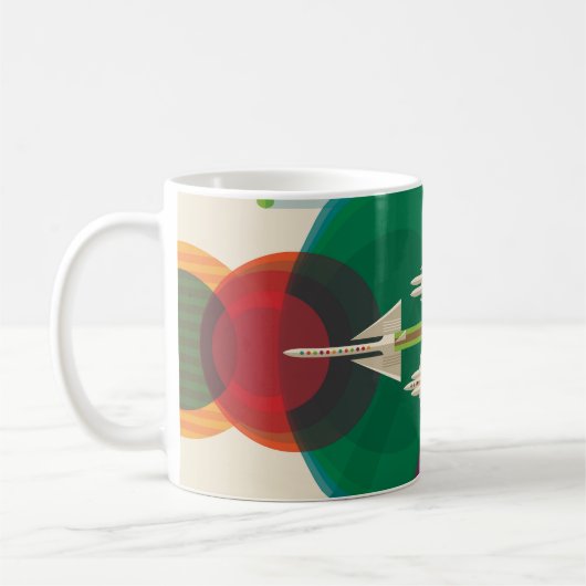 Retro Space Travel Poster - Solar System Grand Tou Kaffeetasse (Links)