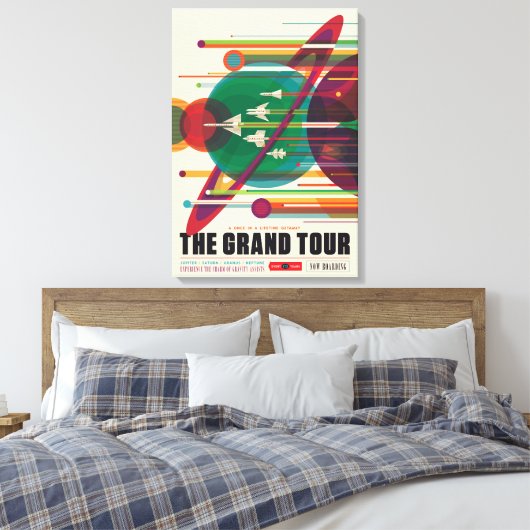 Retro Space Travel Poster - Solar System Grand Tou Leinwanddruck (Insitu (Schlafzimmer))