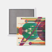 Retro Space Travel Poster - Solar System Grand Tou Magnet (Vorderseite/Rückseite)