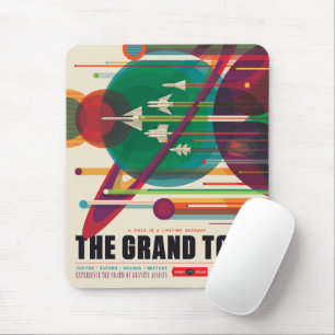 Retro Space Travel Poster - Solar System Grand Tou Mousepad