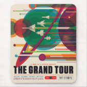 Retro Space Travel Poster - Solar System Grand Tou Mousepad (Vorne)