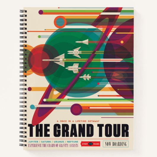 Retro Space Travel Poster - Solar System Grand Tou Notizblock (Vorderseite)