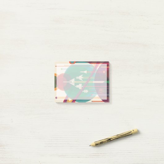 Retro Space Travel Poster - Solar System Grand Tou Post-it Klebezettel (Auf Schreibtisch)