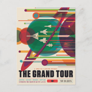 Retro Space Travel Poster - Solar System Grand Tou Postkarte