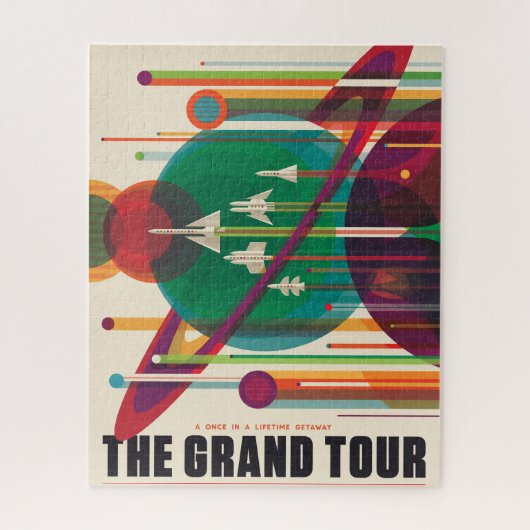 Retro Space Travel Poster - Solar System Grand Tou Puzzle (Vertikal)