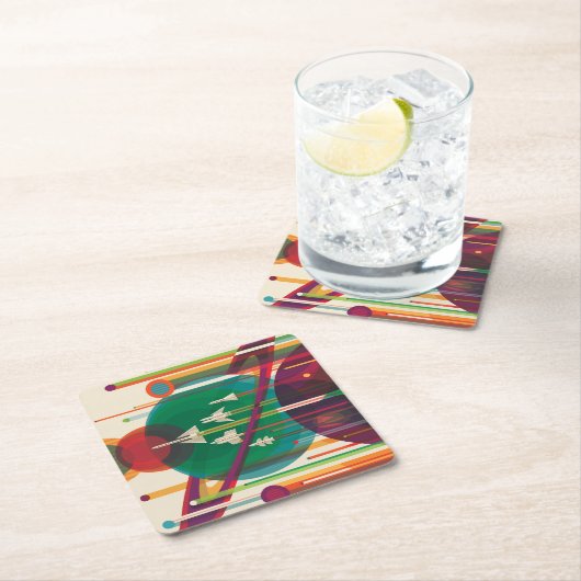 Retro Space Travel Poster - Solar System Grand Tou Rechteckiger Pappuntersetzer (Vor Ort)