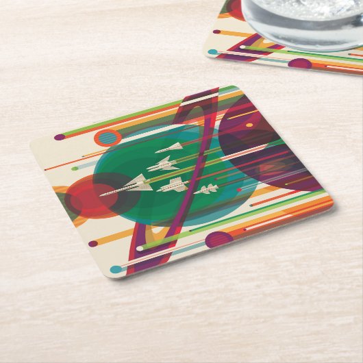 Retro Space Travel Poster - Solar System Grand Tou Rechteckiger Pappuntersetzer (angewinkelt)