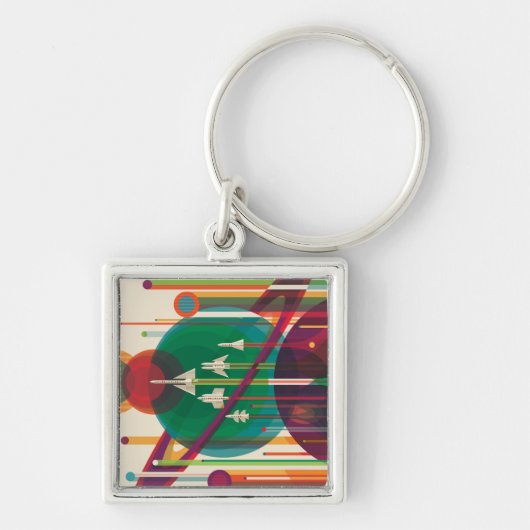 Retro Space Travel Poster - Solar System Grand Tou Schlüsselanhänger (Vorne)