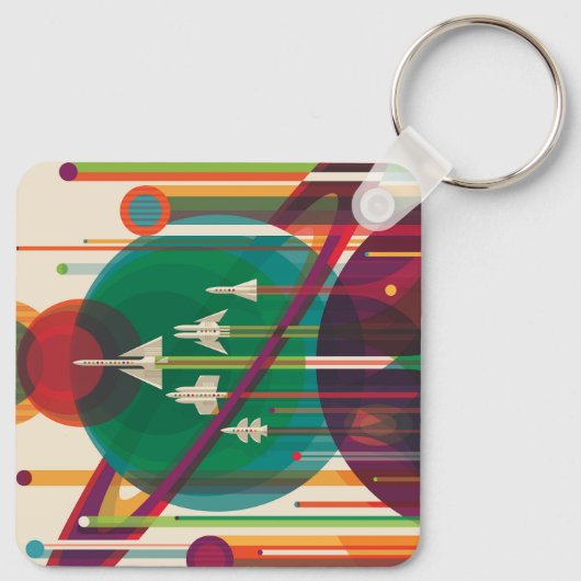 Retro Space Travel Poster - Solar System Grand Tou Schlüsselanhänger (Rückseite)