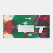 Retro Space Travel Poster - Solar System Grand Tou Schreibtischunterlage (Tastatur & Maus)