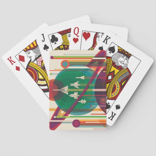 Retro Space Travel Poster - Solar System Grand Tou Spielkarten (Rückseite)