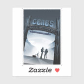 Retro Space Travel Poster-Zwerg Planet Ceres. Aufkleber (Blatt)