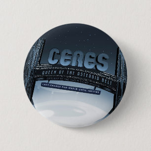 Retro Space Travel Poster-Zwerg Planet Ceres. Button