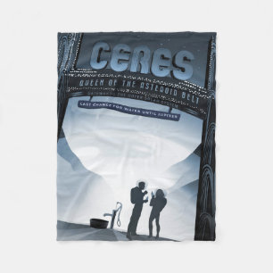 Retro Space Travel Poster-Zwerg Planet Ceres. Fleecedecke