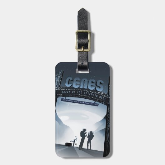 Retro Space Travel Poster-Zwerg Planet Ceres. Gepäckanhänger (Vorderseite vertikal)