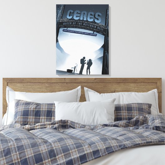 Retro Space Travel Poster-Zwerg Planet Ceres. Leinwanddruck (Insitu (Schlafzimmer))