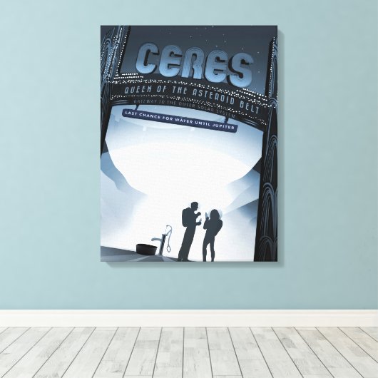 Retro Space Travel Poster-Zwerg Planet Ceres. Leinwanddruck (Insitu (Holzboden))